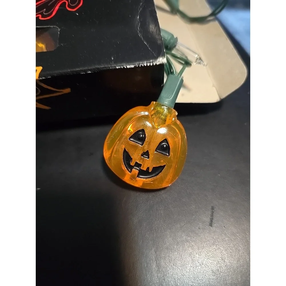 2 Sets Vtg Halloween Pumpkin Light 50 Lights Each Plastic Hobby Lobby Indoor